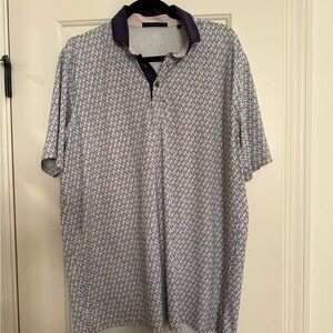 Greyson Men's Polo Shirt - Navy and White Pattern